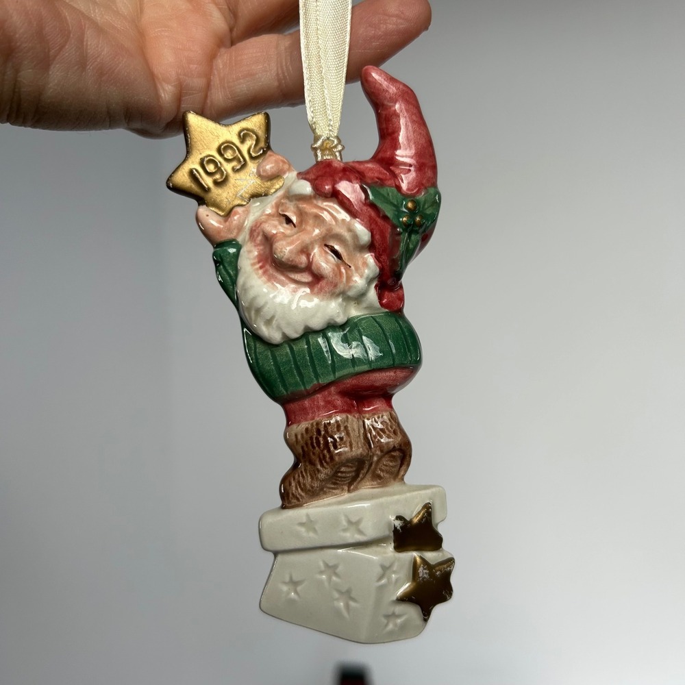 Fitz and Floyd Old World Christmas Elf Ornament‎ 1992 Ceramic Hanging Holiday